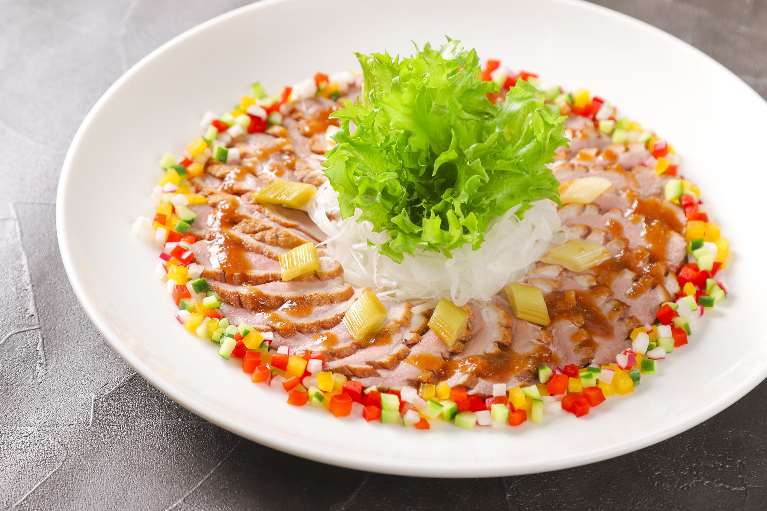 合鴨のロティーと焼き白葱　柚子胡椒ソース